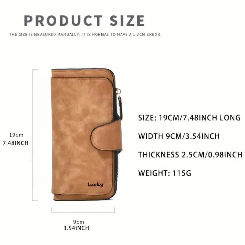 Vintage Faux Leather Long Wallet – Trifold Credit Card Holder with Snap & Zipper by DailySale