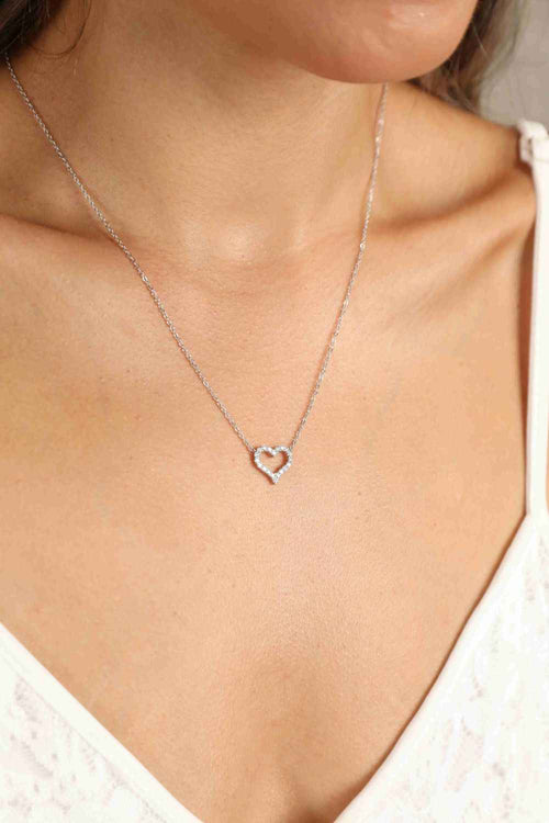 Adored Moissanite Platinum-Plated Heart Necklace by Wild and Free Boutique
