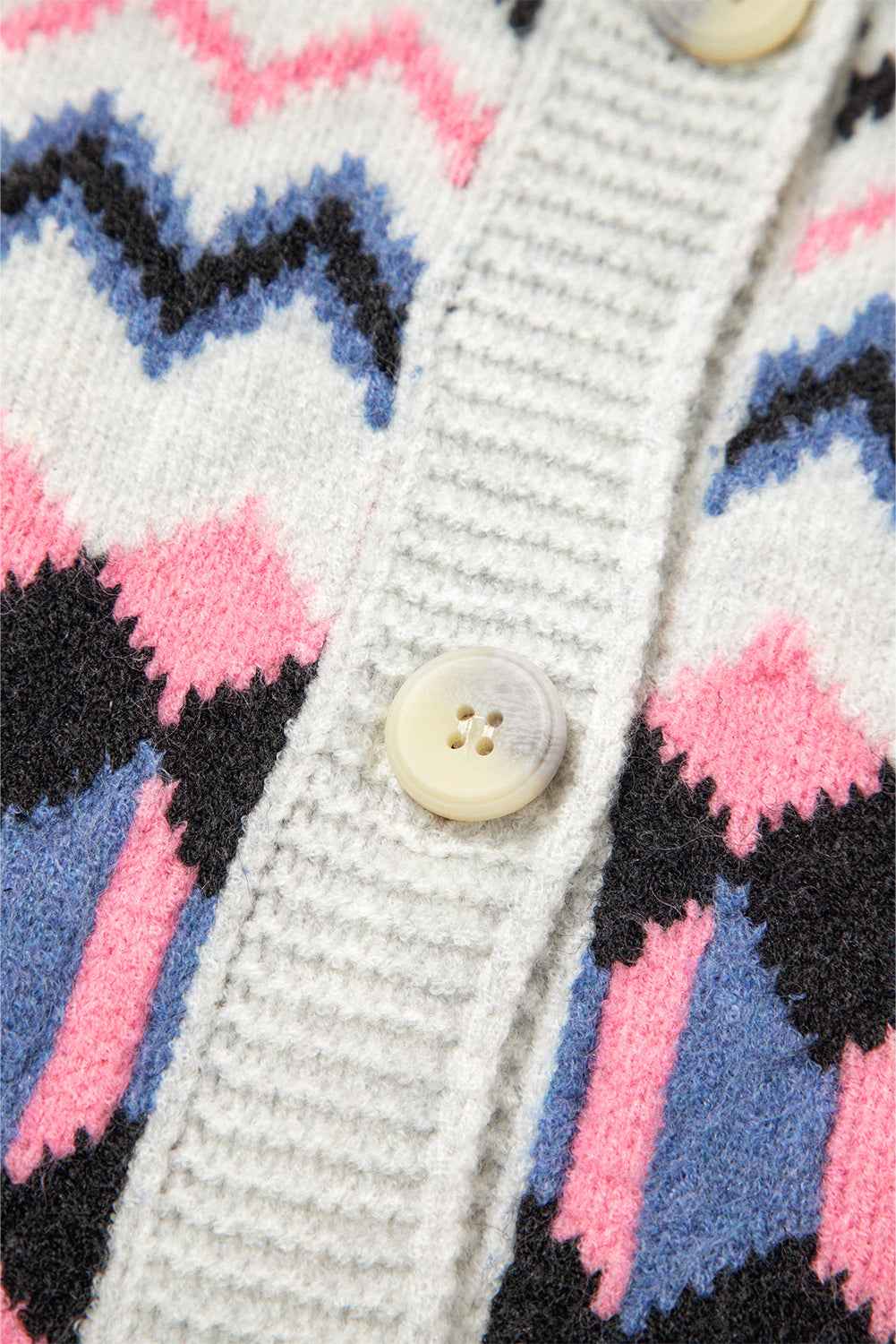 Pink Stripe Geometric Button Up Sweater Cardigan
