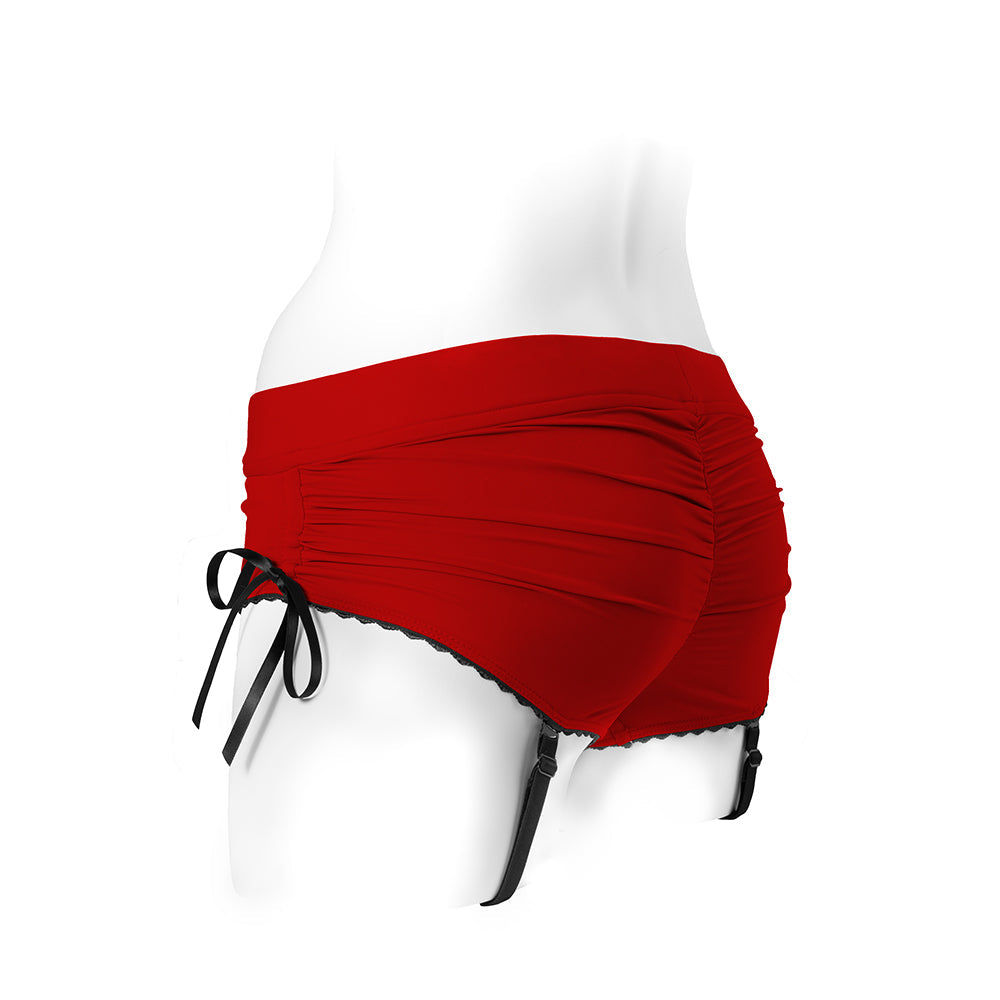 SpareParts Sasha Cinch Booty Short Harness Red/Black Size 2XL - Goddess Imports Marketplace