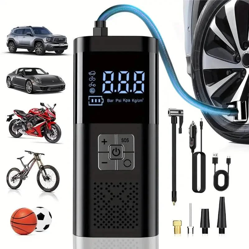 Portable Electric Tire Inflator – 150PSI Air Compressor with Digital Gauge & LED Light by DailySale