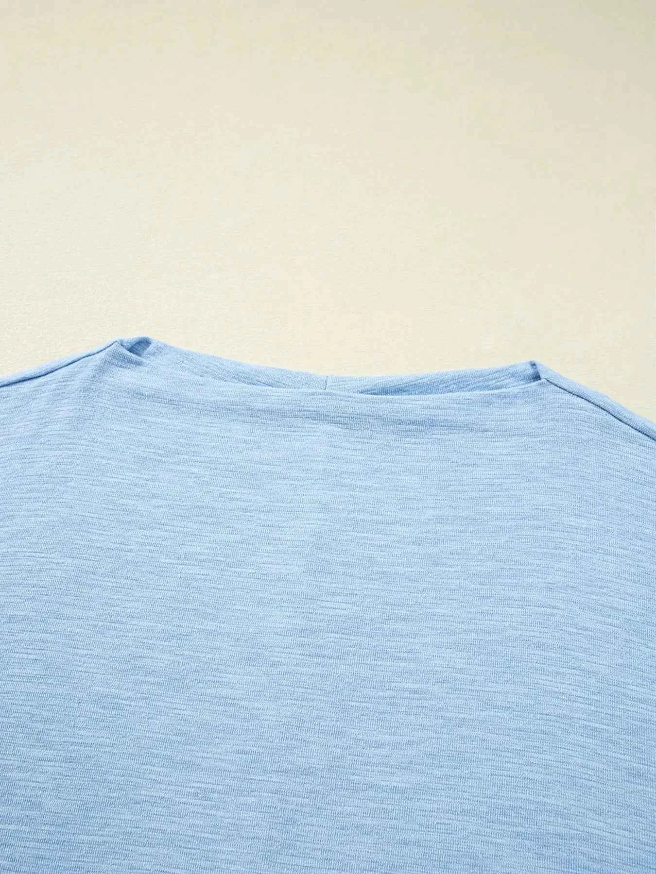 Solid Color Batwing Long Sleeve Top