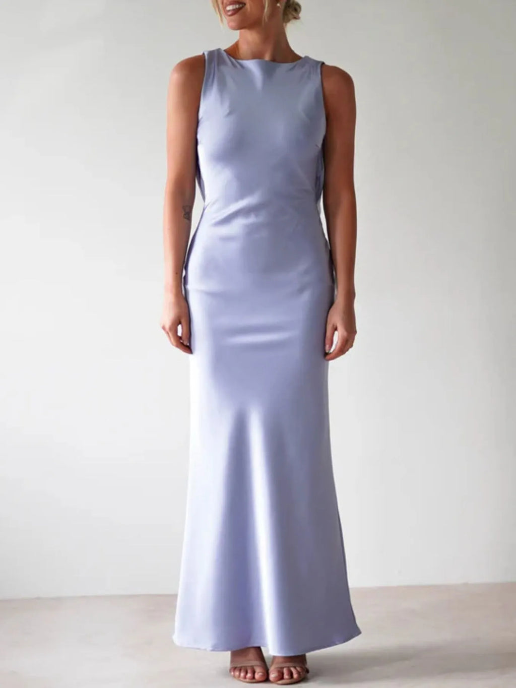 Satin Sleeveless Maxi Dress by Shopiebay