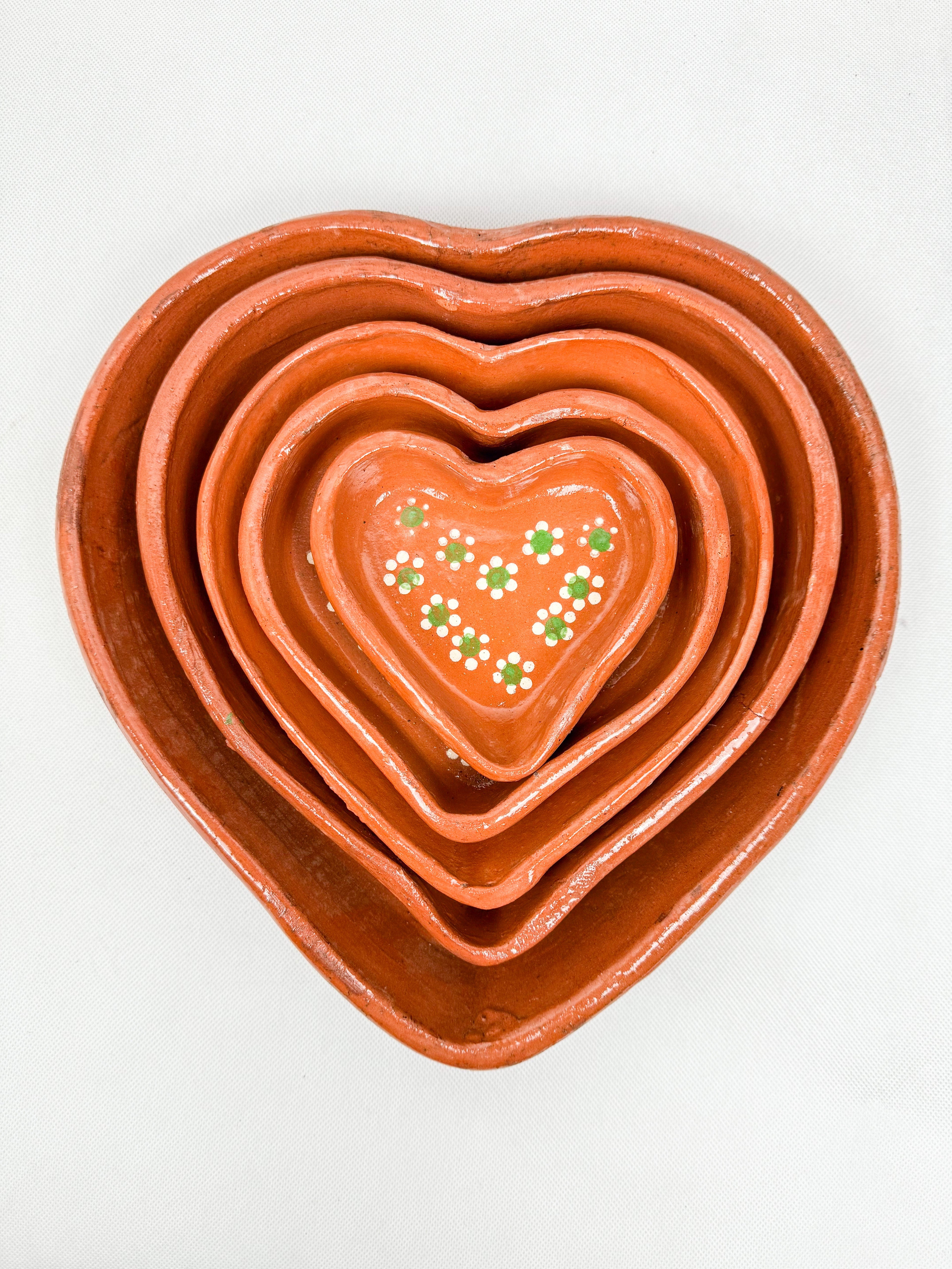 Traditional Mexican Clay Heart Plate Set of 2 - Plato Corazon Barro by TheMexHub