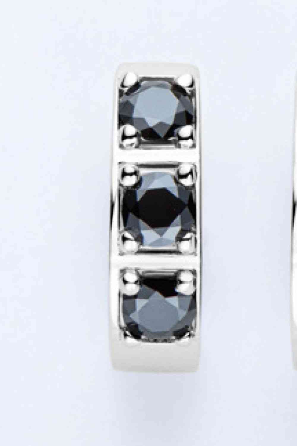 Elegant Jewel Inlaid Moissanite Huggie Earrings – Minimalist Design in Sterling Silver See size chart under “more details”