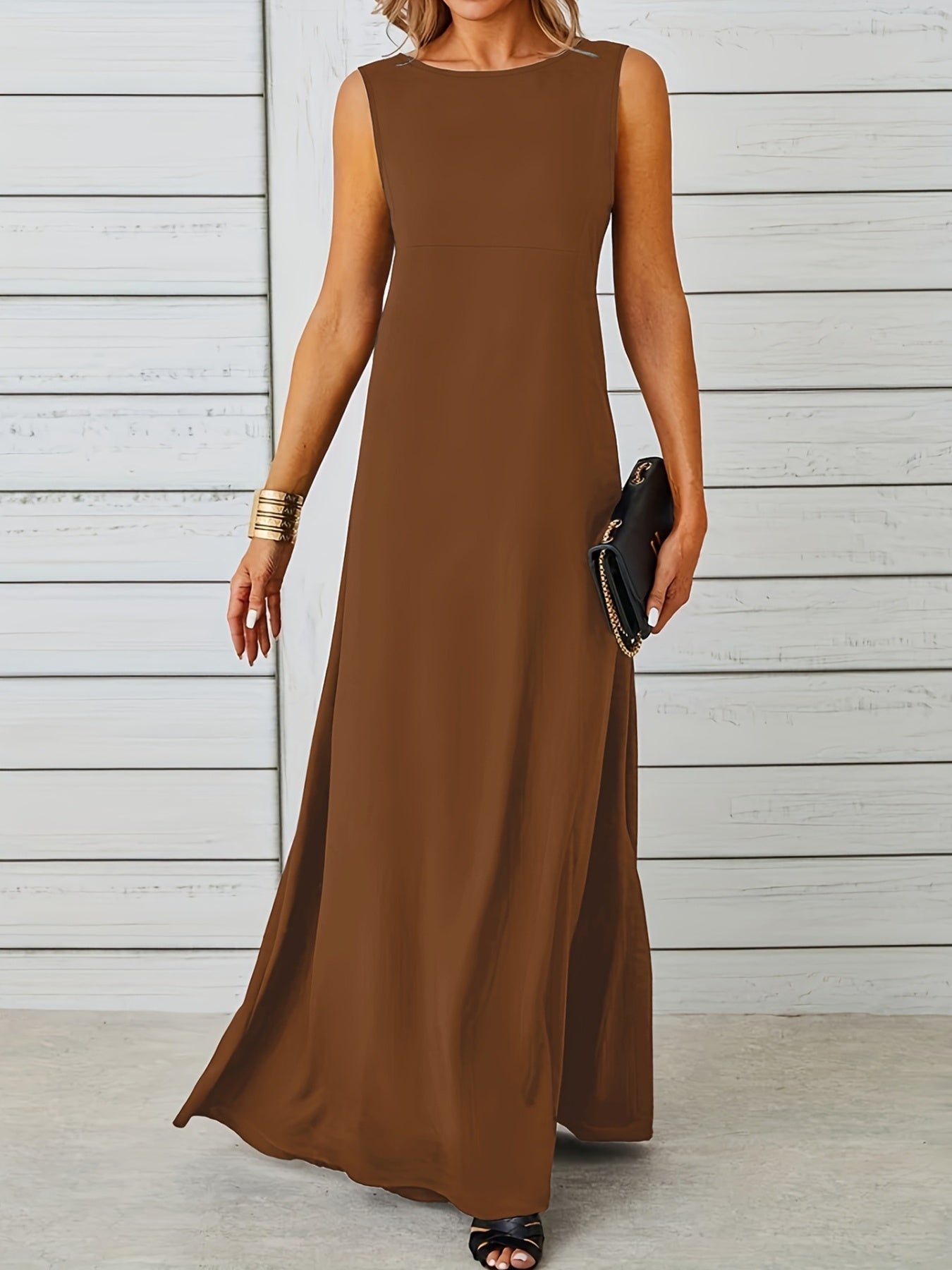 Sleeveless Flowy Maxi Dress by Shopiebay