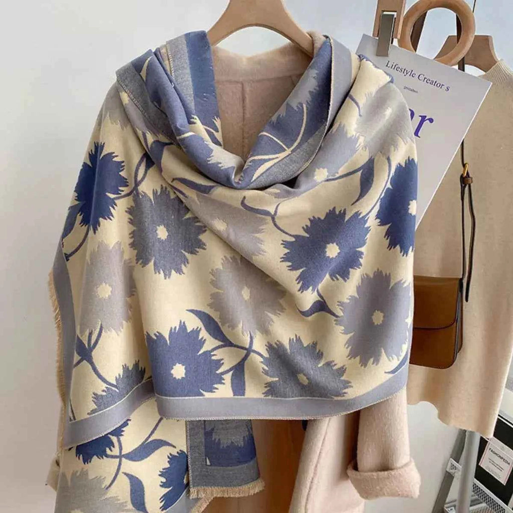 Floral Print Warm Winter Womens Scarf