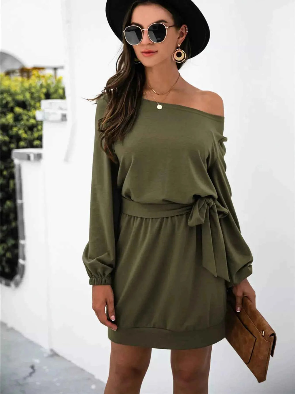 One Shoulder Tie Waist Dress