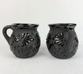 Mexican Talavera Style Mug Set Black - Jarritos Tazas Engobe Negro by TheMexHub
