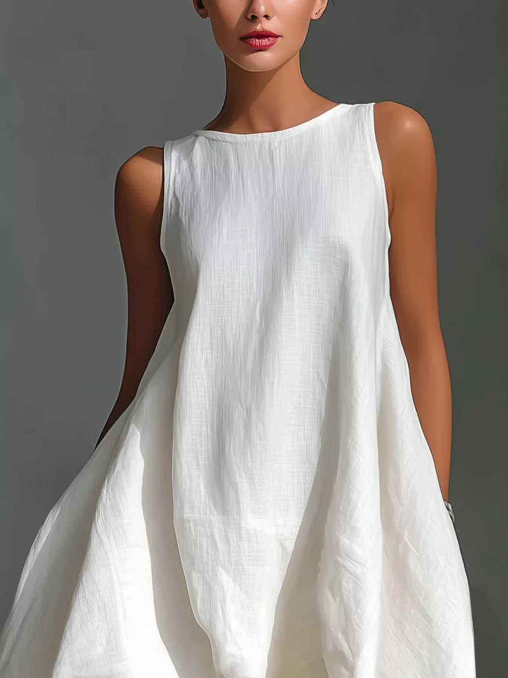 High-Low Round Neck Sleeveless Dress by Shopiebay