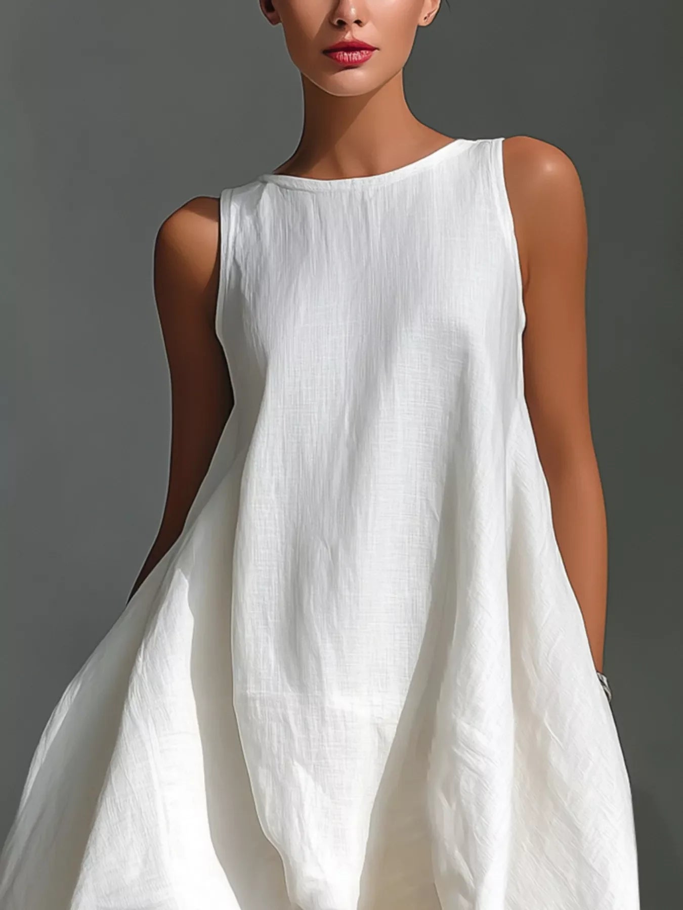 High-Low Round Neck Sleeveless Dress by Shopiebay