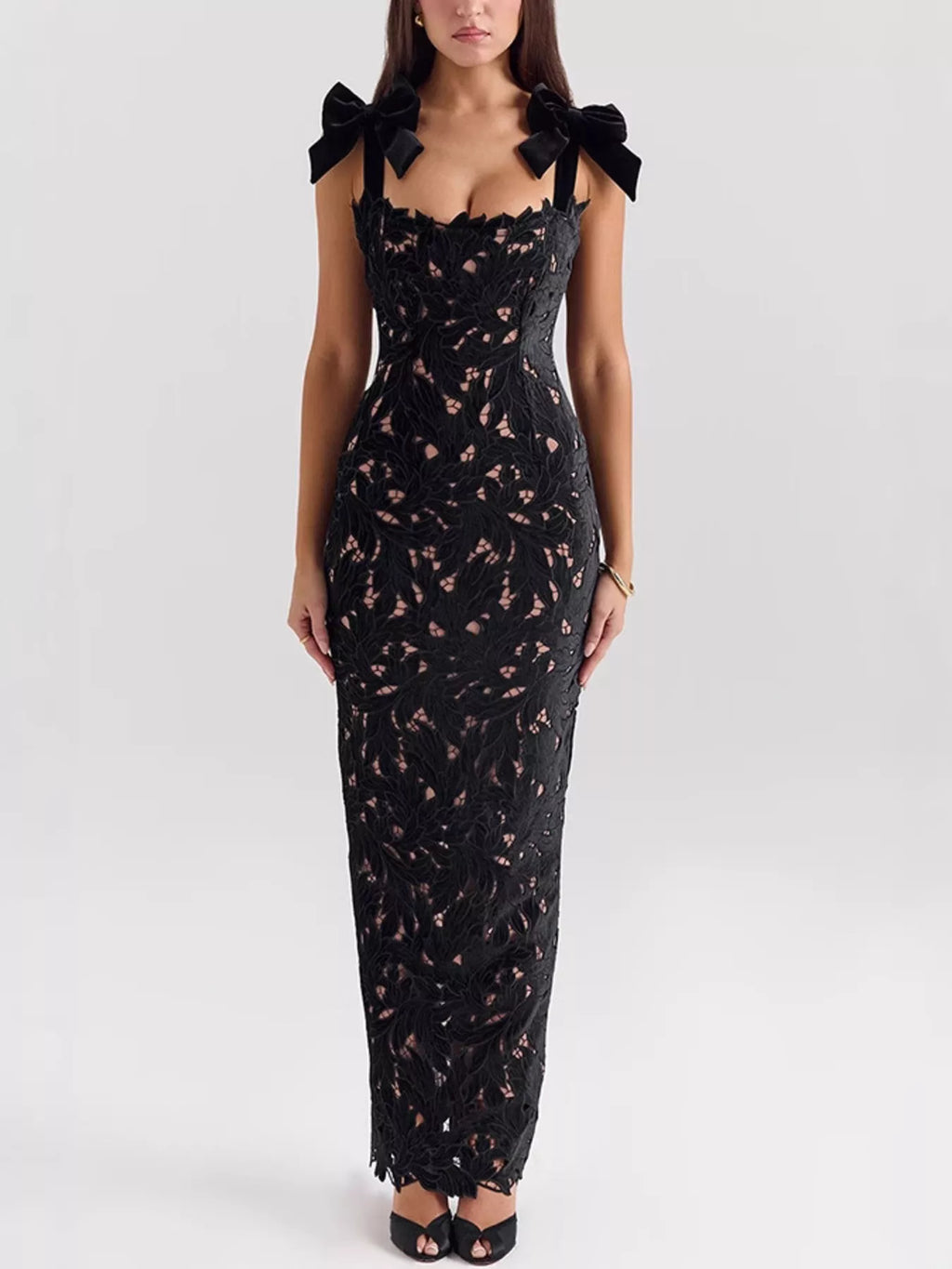 Slit Tie Shoulder Maxi Dress by Shopiebay