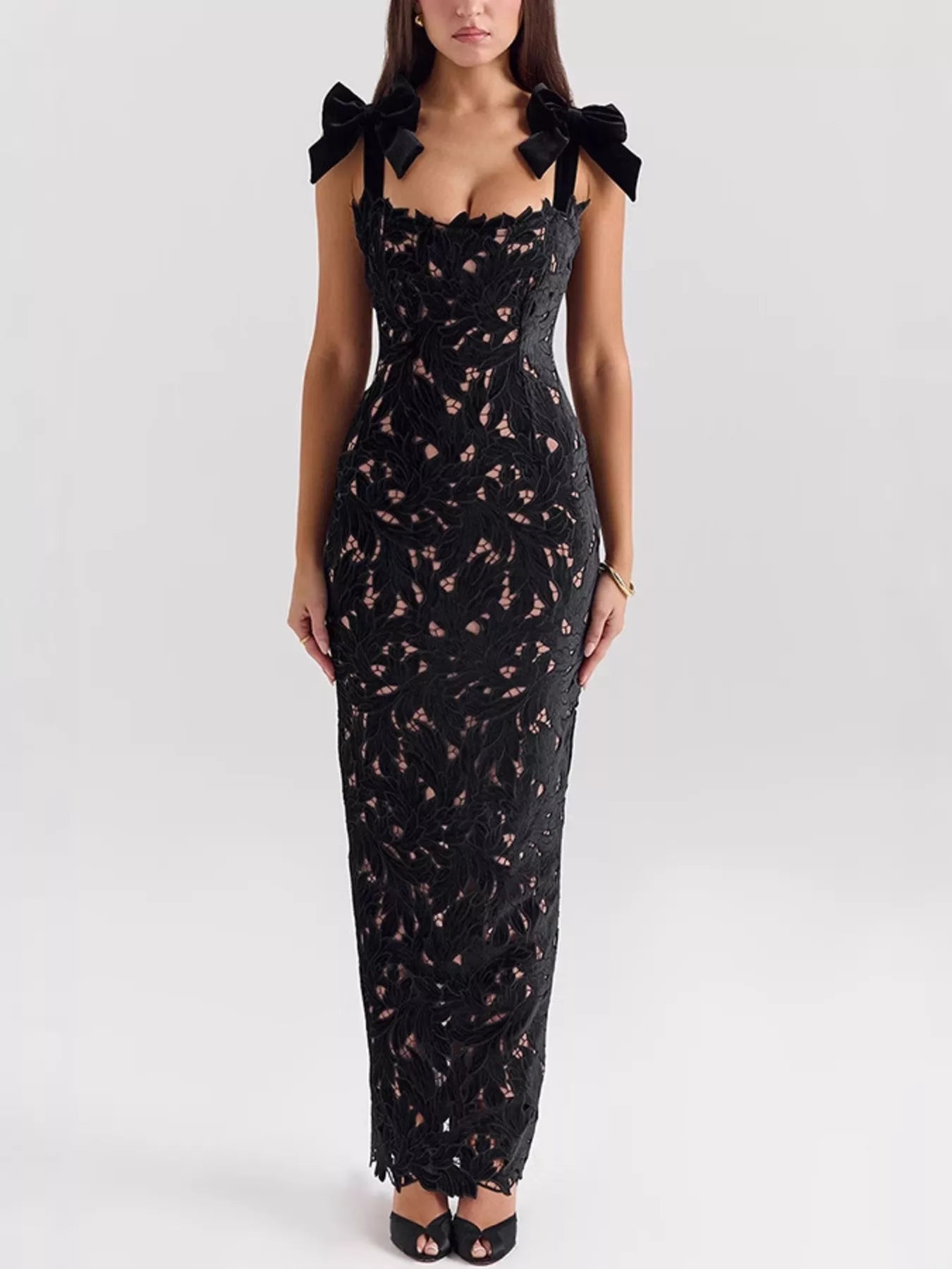 Slit Tie Shoulder Maxi Dress by Shopiebay