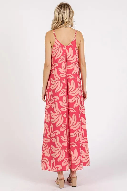Mittoshop Printed V-Neck Maxi Cami Dress with Pockets by Selvanelle