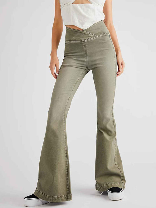 Asymmetric Waist Flare Jeans by Wild and Free Boutique