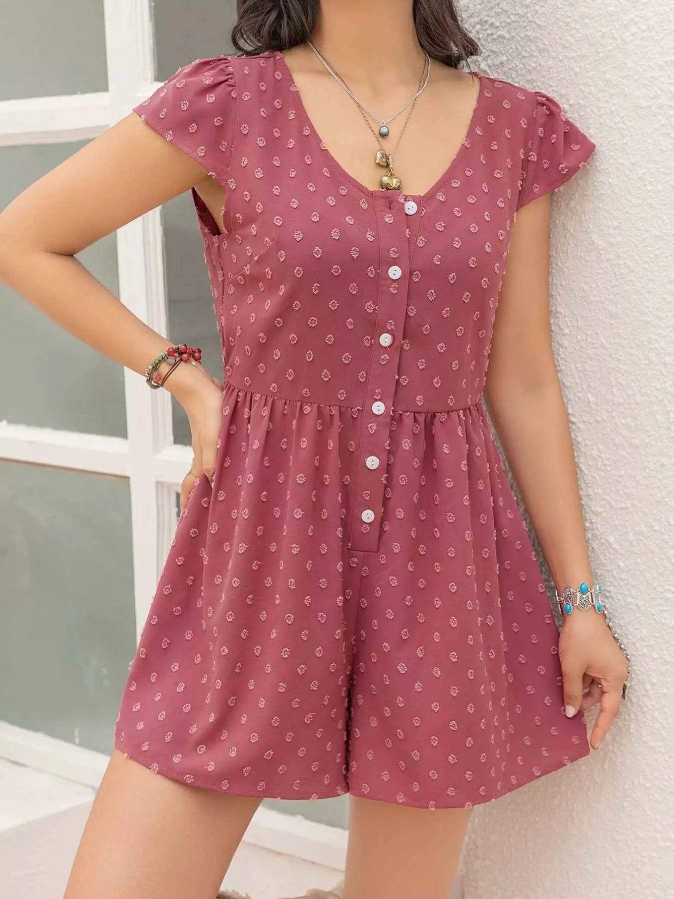Swiss Dot Cap Sleeve Romper