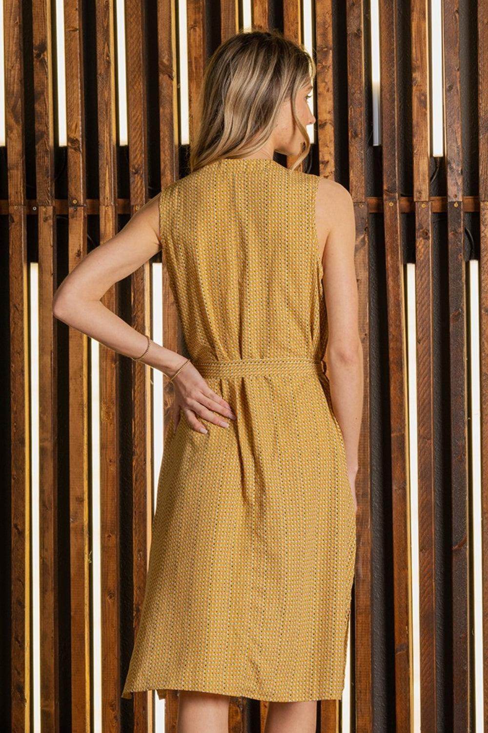 Sew In Love Full Size Printed Sleeveless Dress with Side Pockets by Selvanelle