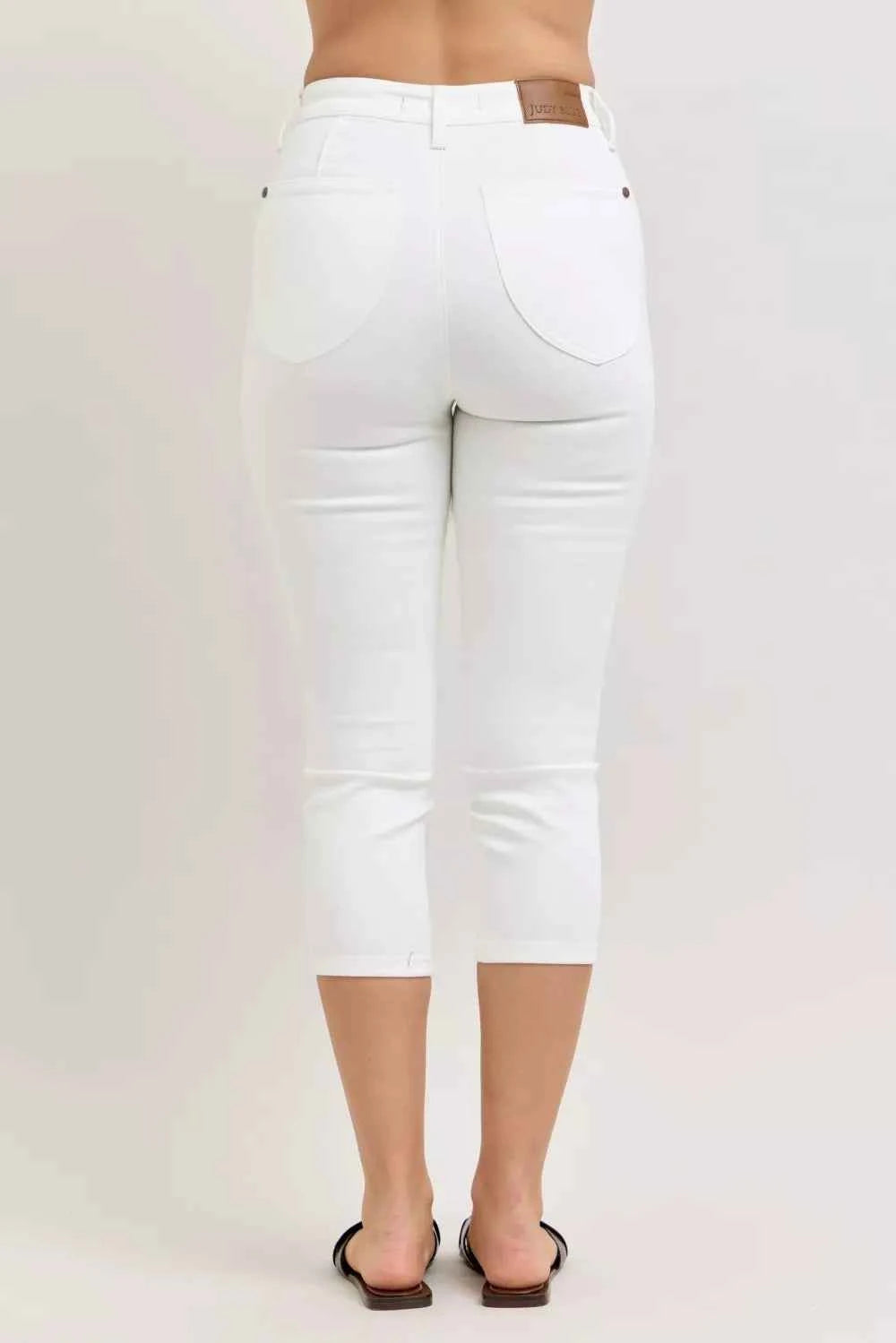 Judy Blue High Waist Extended Waistband Capri Pants with Spade Pockets