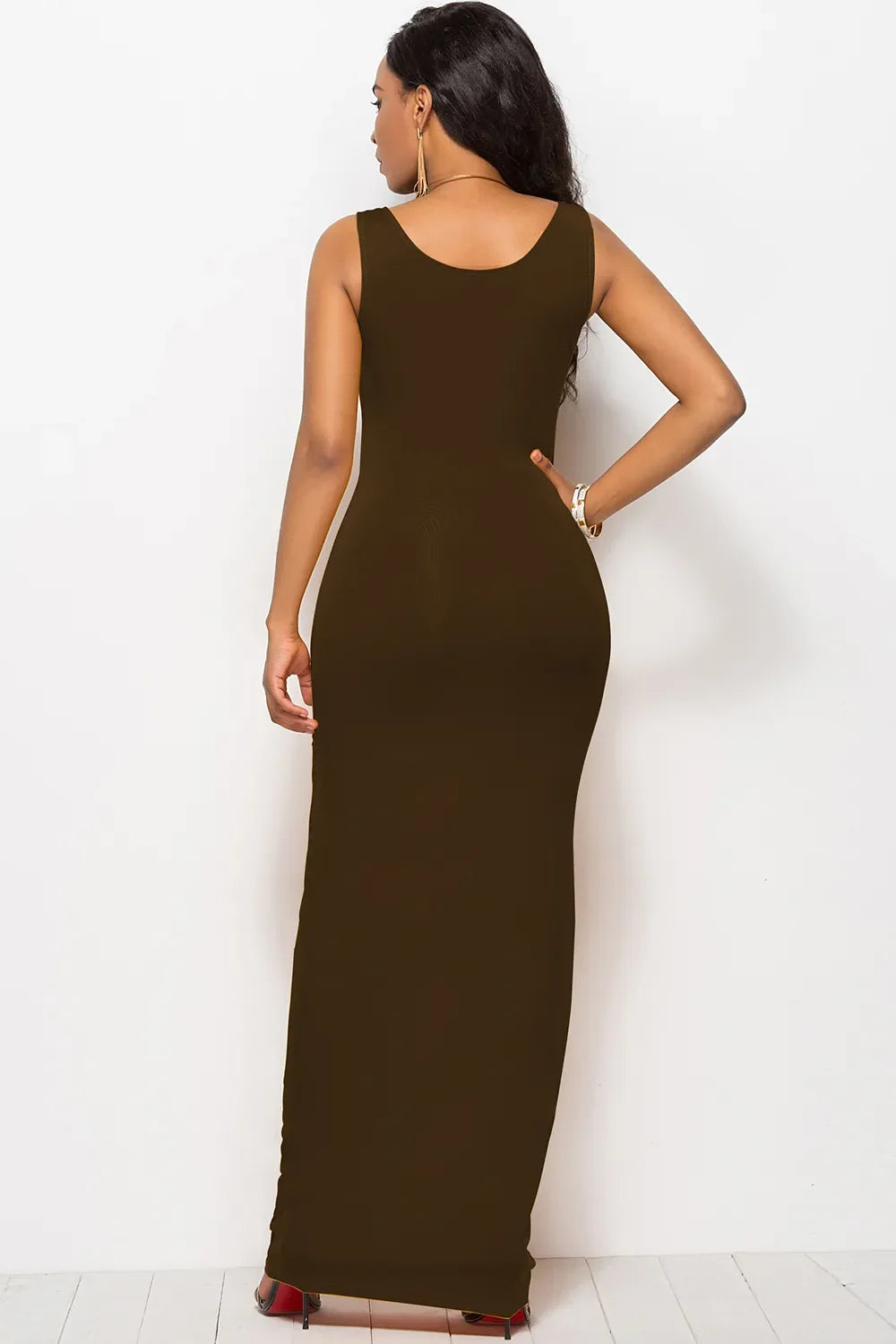Scoop Neck Wide Strap Maxi Dress by Shopiebay