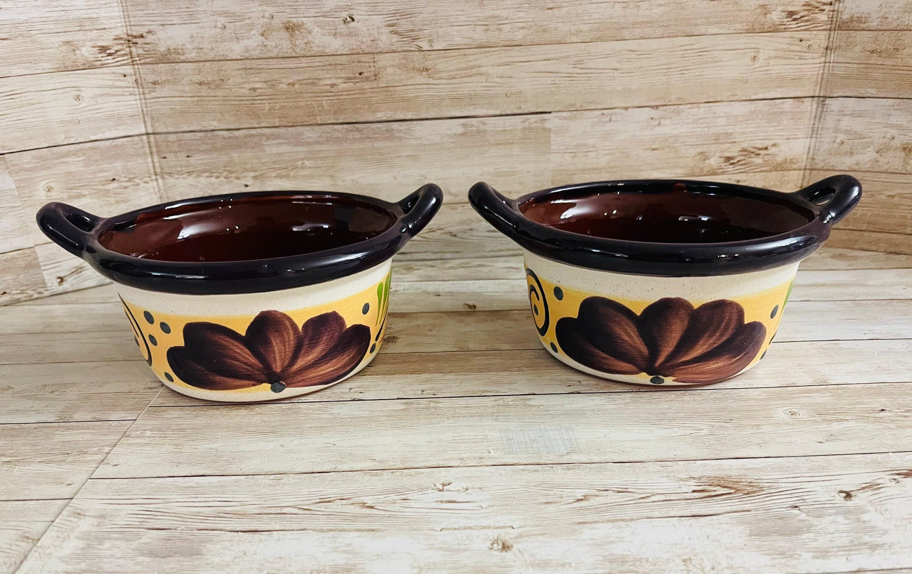 2 Terra Cota Mexican Clay Bowls 2 Platos Tazones de Barro by Chica Mexico