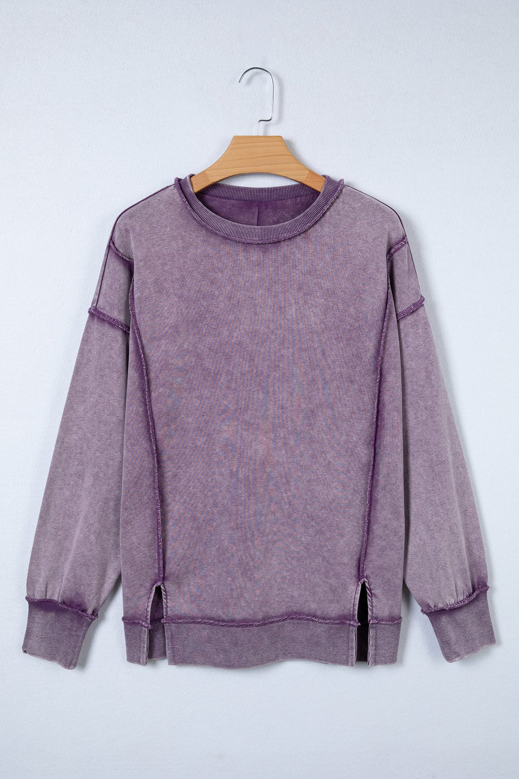 Valerian Mineral Wash Exposed Seam Side Slit Sweatshirt