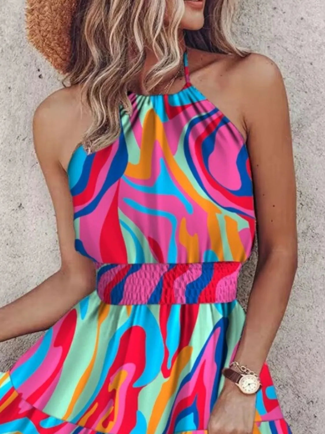 Paisley Print Halter Neck Mini Dress by Shopiebay