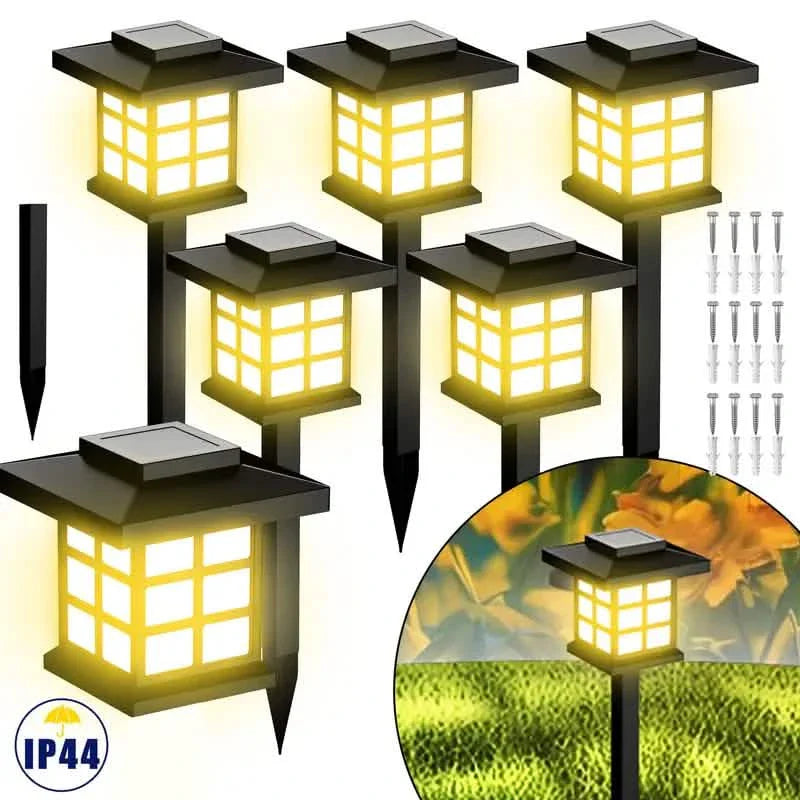 6-Pack: Solar Outdoor Path Lights Warm Light LED, 600mA, Waterproof by DailySale