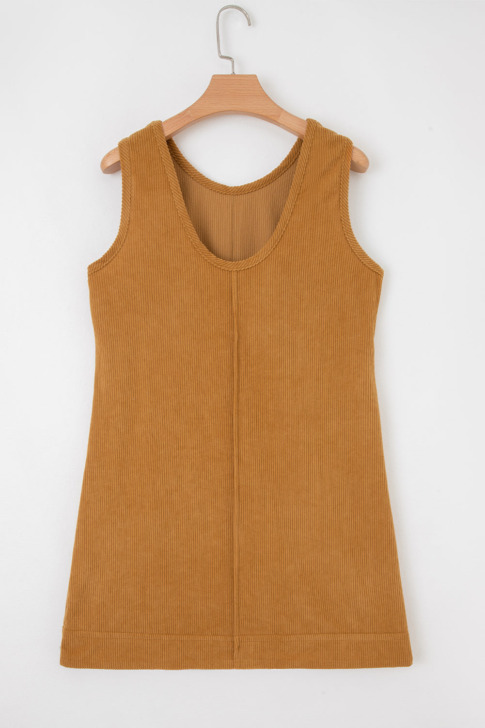 Black Corduroy Exposed Seam Sleeveless Mini Dress