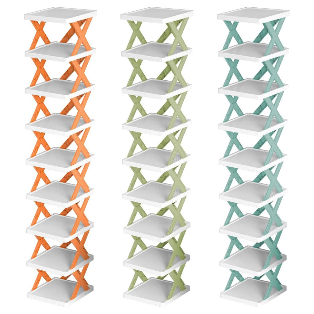 9-Tier Narrow Entryway Shoe Rack Plastic Vertical Shoe Organizer by DailySale