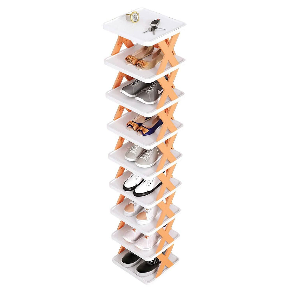 9-Tier Narrow Entryway Shoe Rack Plastic Vertical Shoe Organizer by DailySale