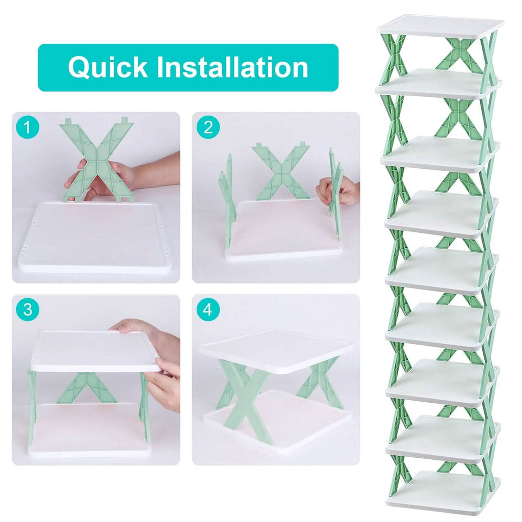 9-Tier Narrow Entryway Shoe Rack Plastic Vertical Shoe Organizer by DailySale