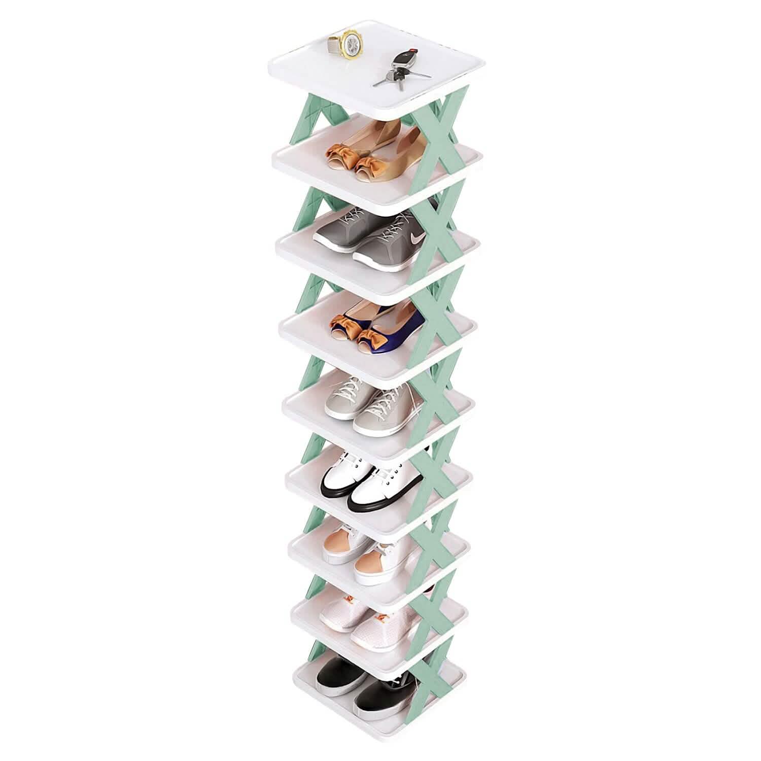 9-Tier Narrow Entryway Shoe Rack Plastic Vertical Shoe Organizer by DailySale
