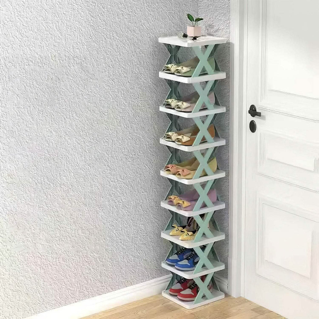 9-Tier Narrow Entryway Shoe Rack Plastic Vertical Shoe Organizer by DailySale