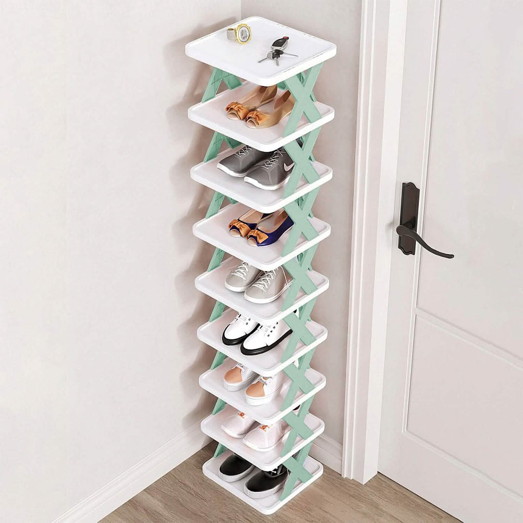 9-Tier Narrow Entryway Shoe Rack Plastic Vertical Shoe Organizer by DailySale