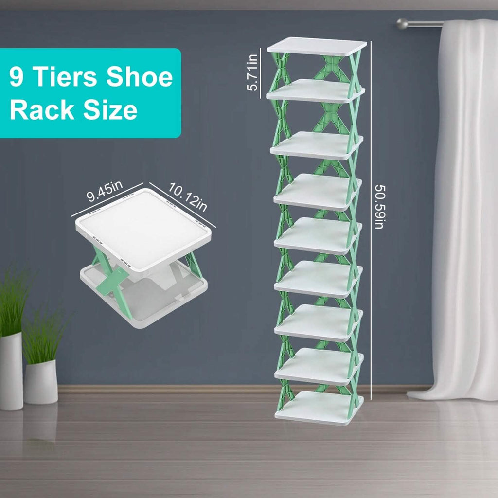 9-Tier Narrow Entryway Shoe Rack Plastic Vertical Shoe Organizer by DailySale
