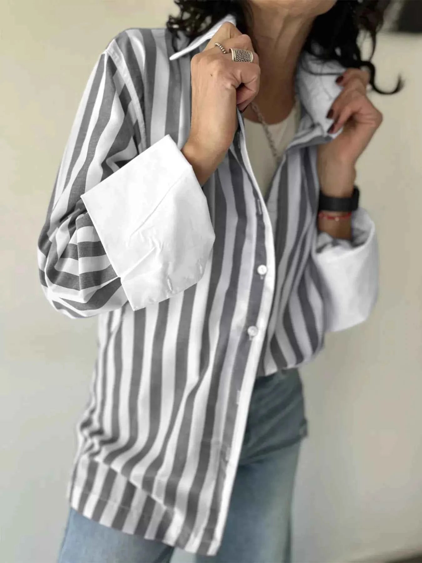 Striped Oversized Button Up Shirt