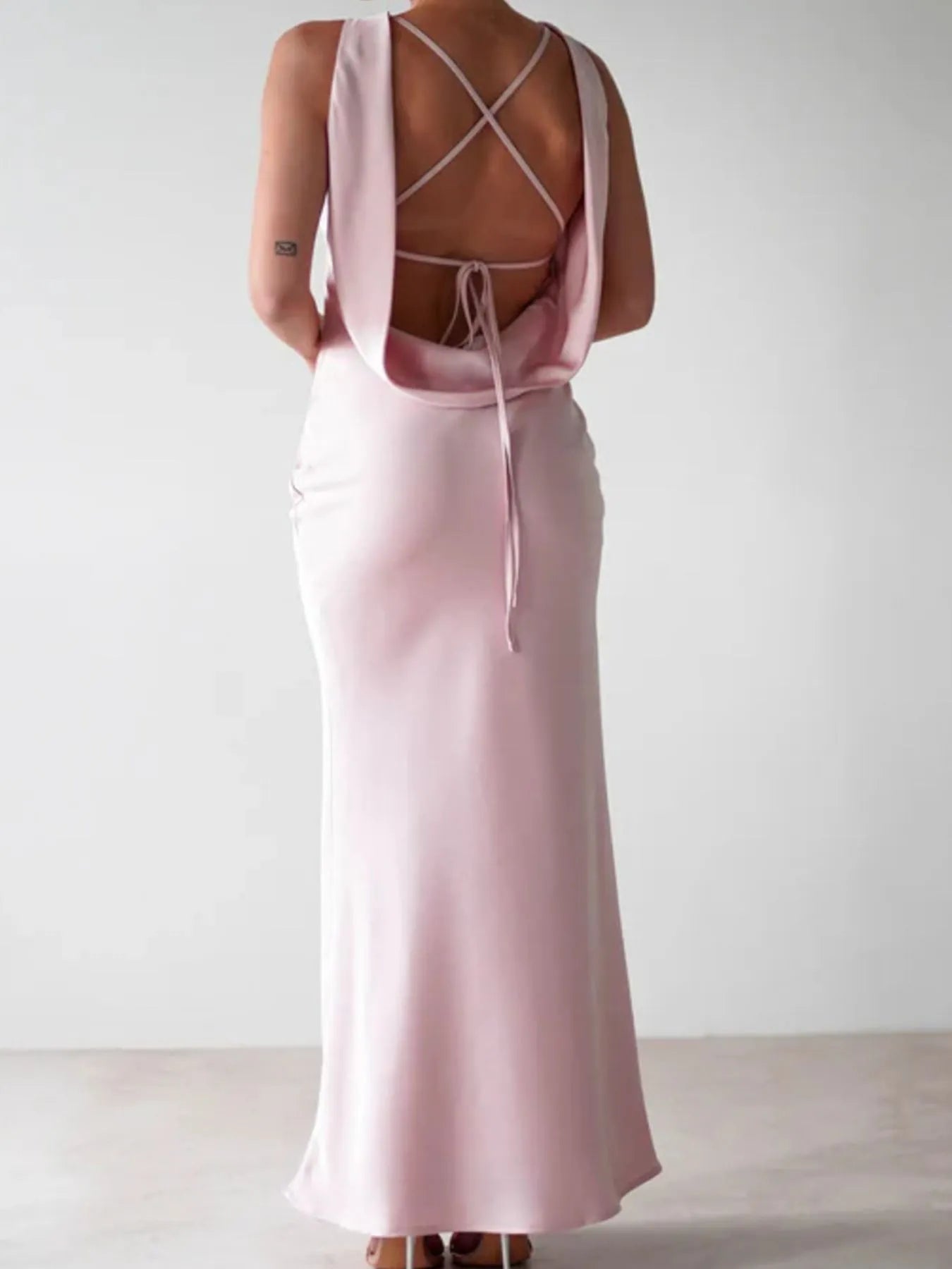 Satin Sleeveless Maxi Dress by Shopiebay