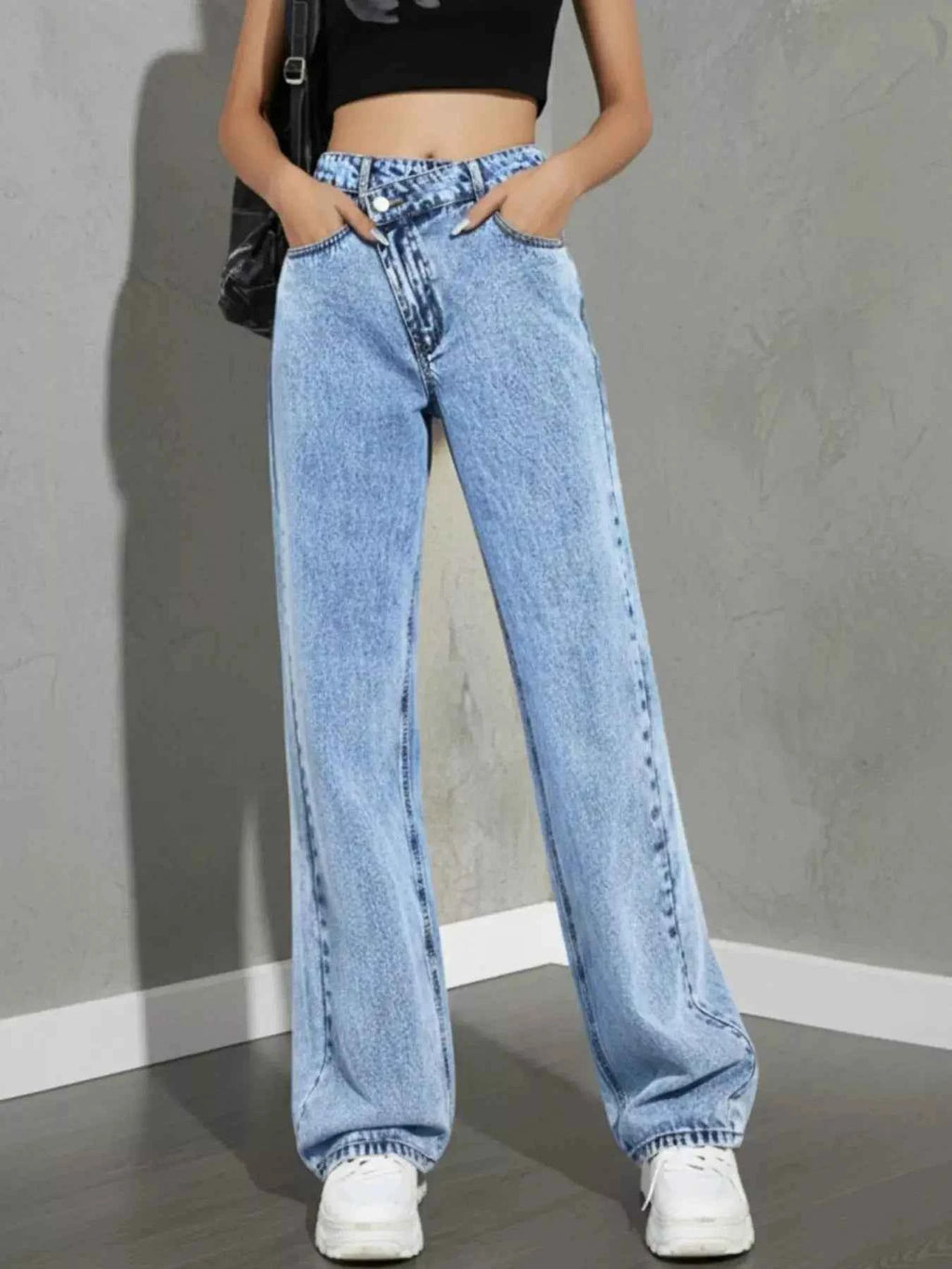 High Waist Wide Leg Denim Jeans