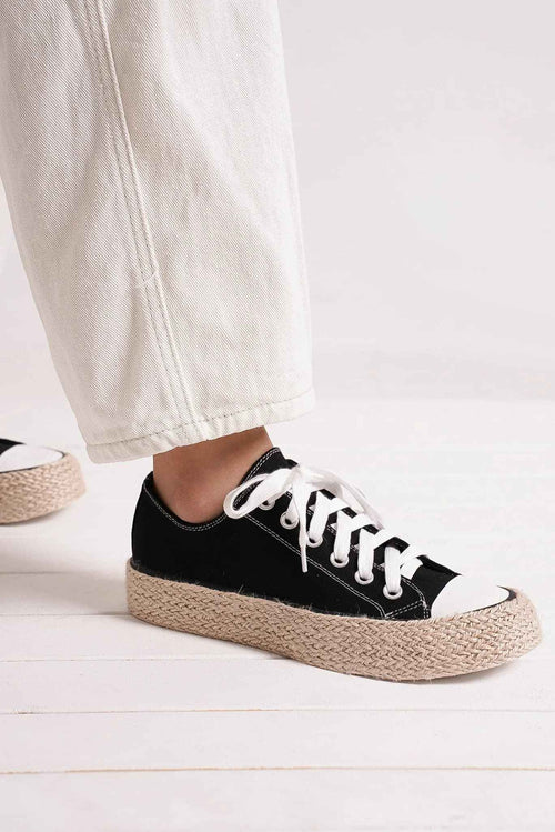 Beast Fashion Lace Up Woven Espadrille Sole Sneakers by Wild and Free Boutique