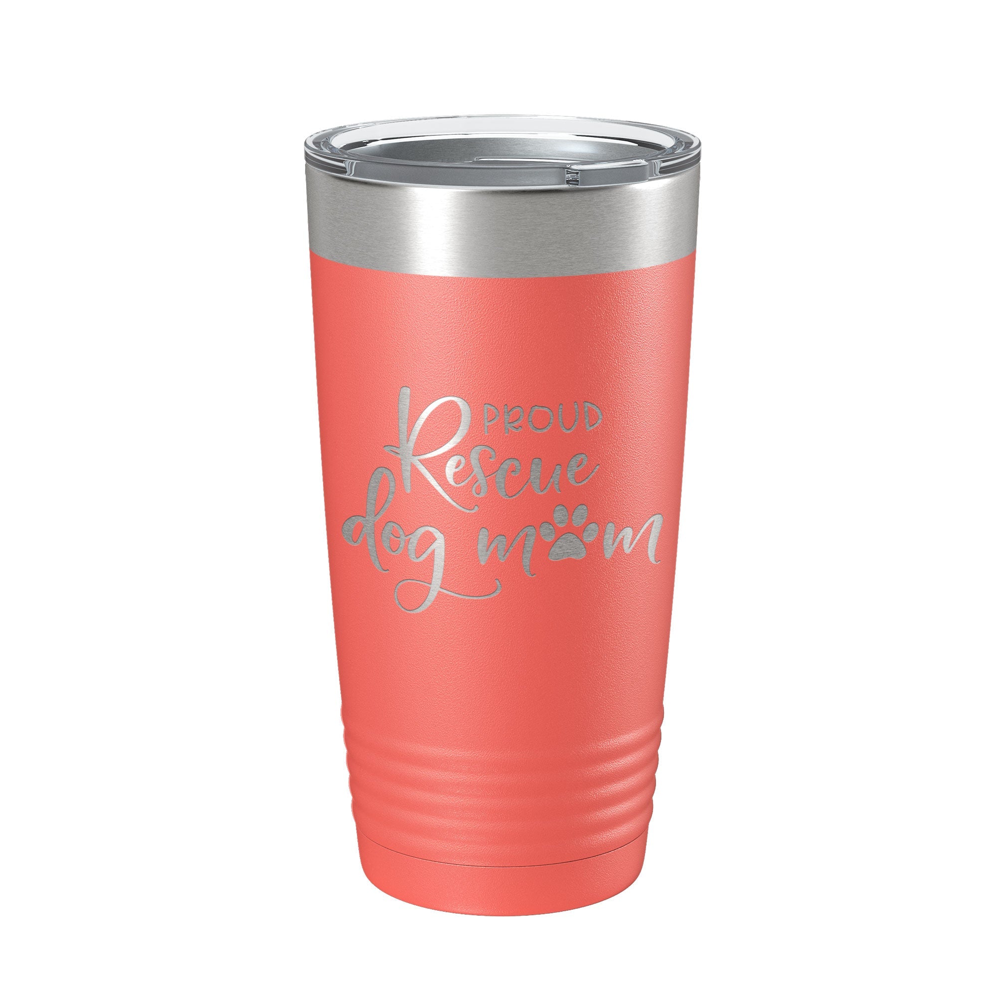 Proud Rescue Mom Tumbler Dog Travel Mug Gift Insulated Laser Engraved Coffee Cup 20 oz - Goddess Imports Marketplace