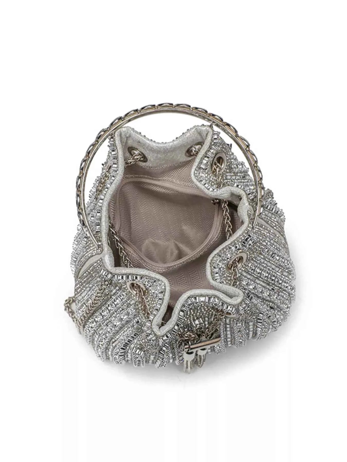 Bucket Style Rhinestone Crossbody Bag