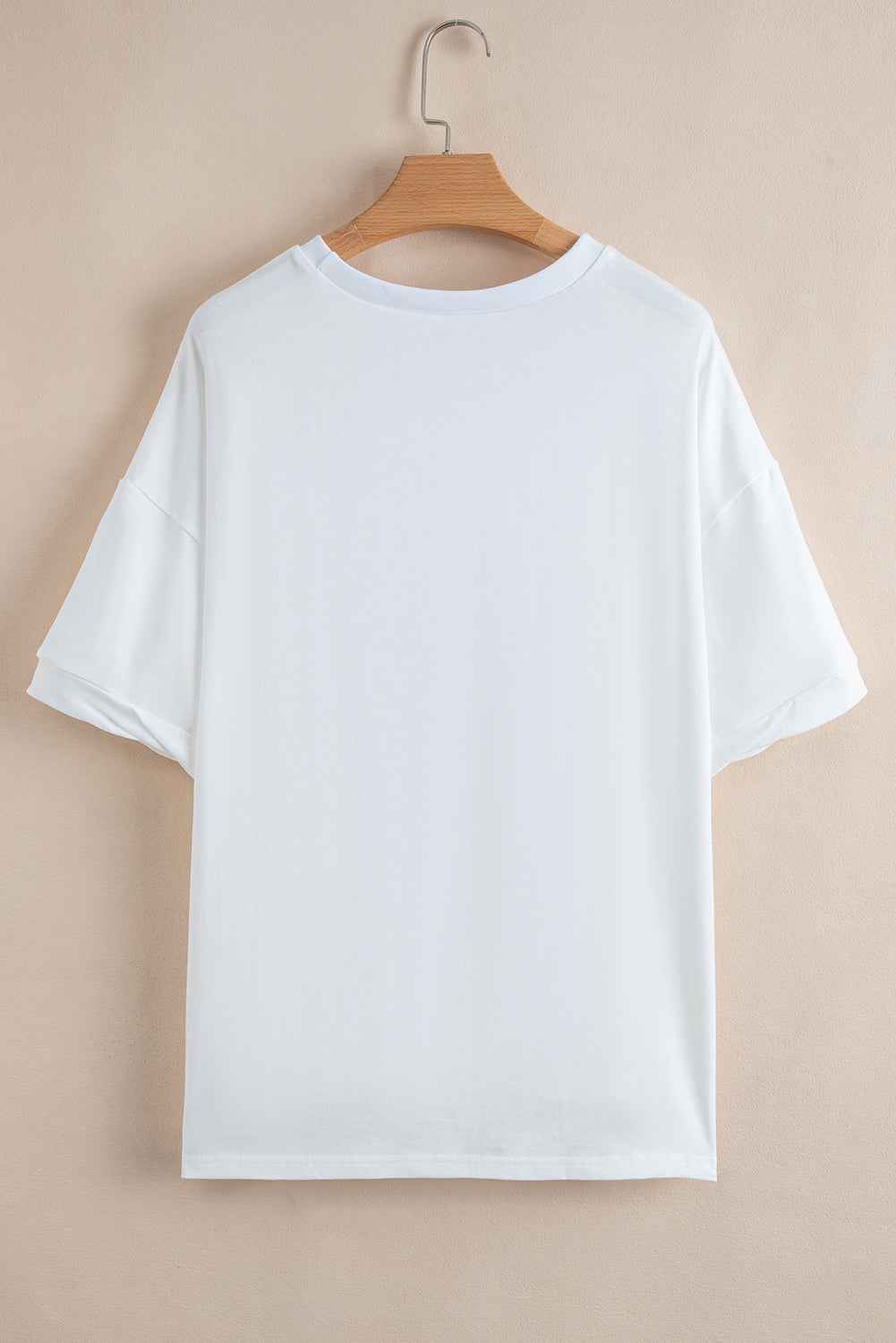 White Loose Half Sleeve Hi Low Hem T Shirt