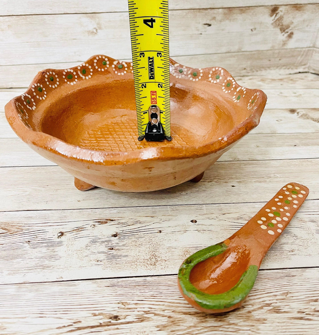 Authentic Mexican Molcajete with Spoon Molcajete Mexicano de Barro con Cuchara by Chica Mexico