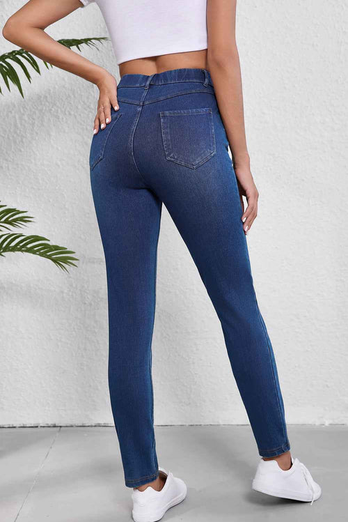 Ashleigh Blue Multiple Pockets Straight Leg Washed Stretchy Knit Casual Jeans by Wild and Free Boutique