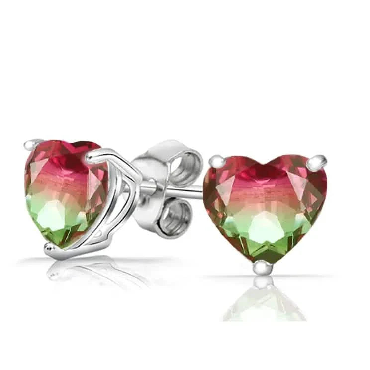 925 Sterling Silver Watermelon Tourmaline Earrings by DailySale