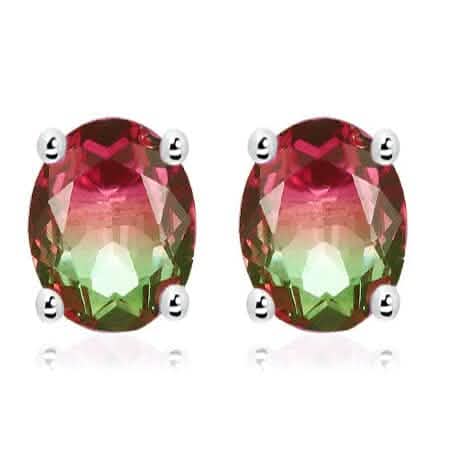 925 Sterling Silver Watermelon Tourmaline Earrings by DailySale