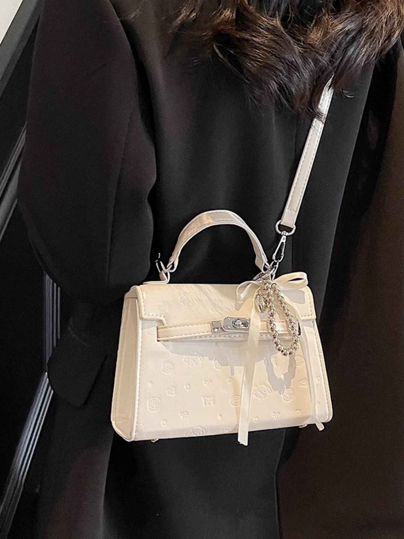 Embossed Pattern Flap Crossbody Bag