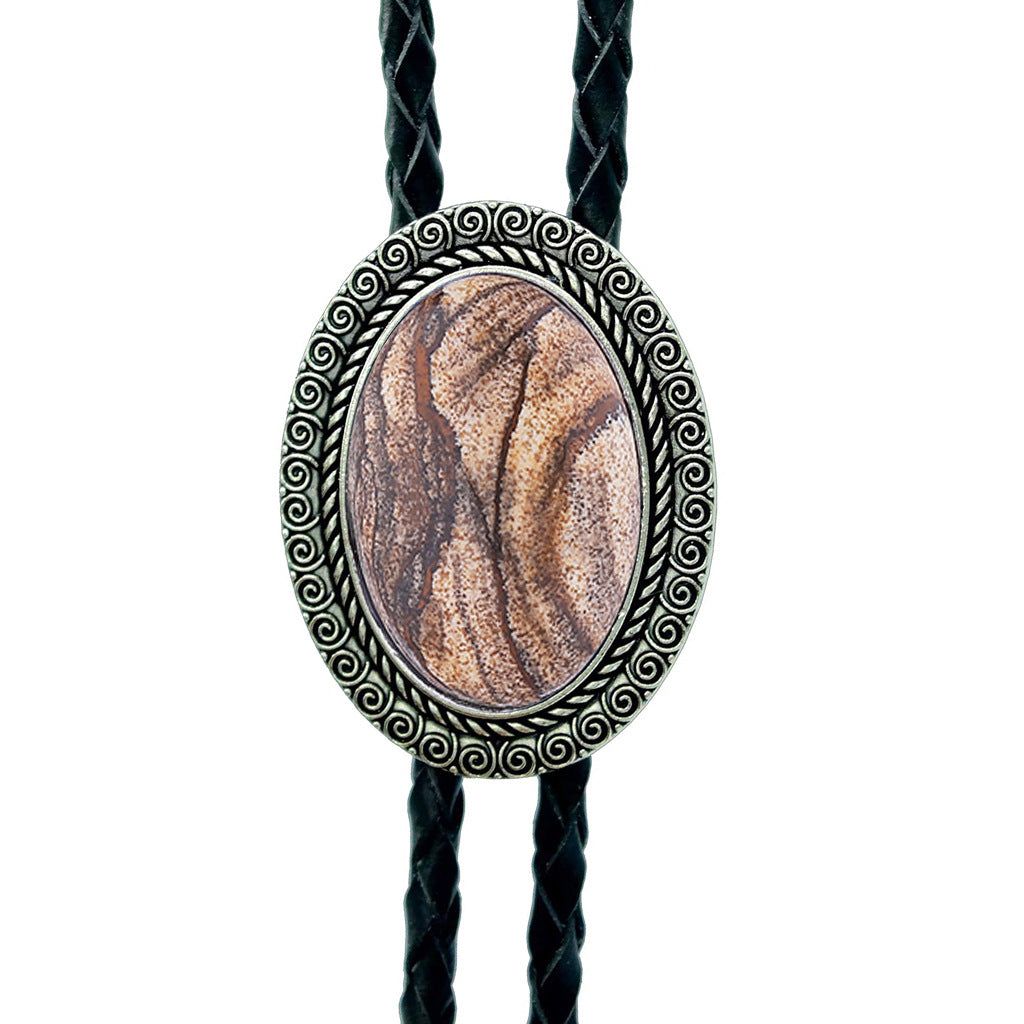 Jade Gem Bolo Tie Polo Neckline Rope Necklace