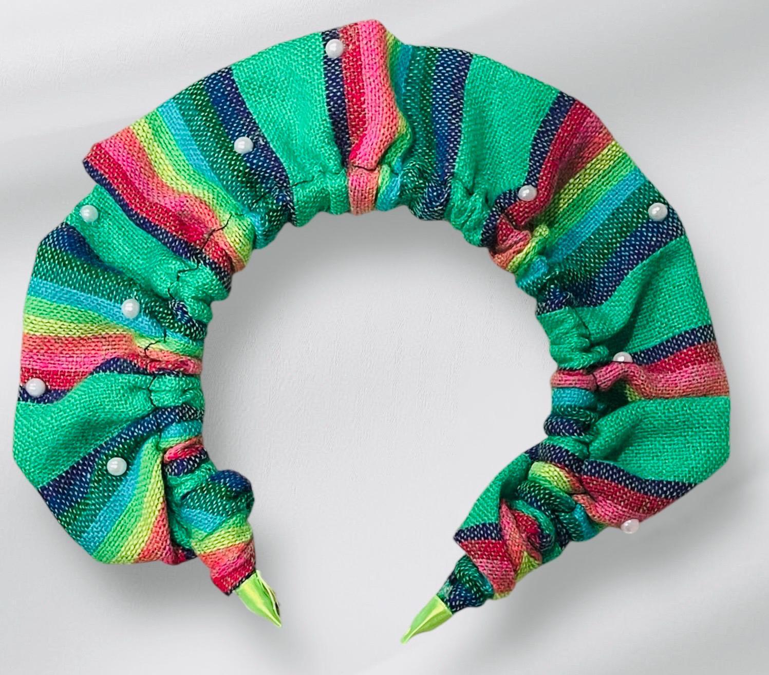 2x Diademas Mexicana Artesanales Tela Cambaya 2x Mexican Sarape Headbands Cambaya Cloth by Chica Mexico