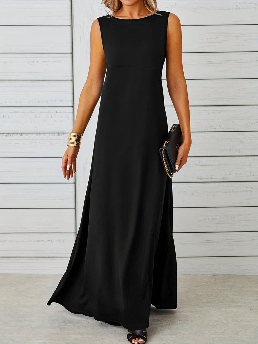 Sleeveless Flowy Maxi Dress by Shopiebay